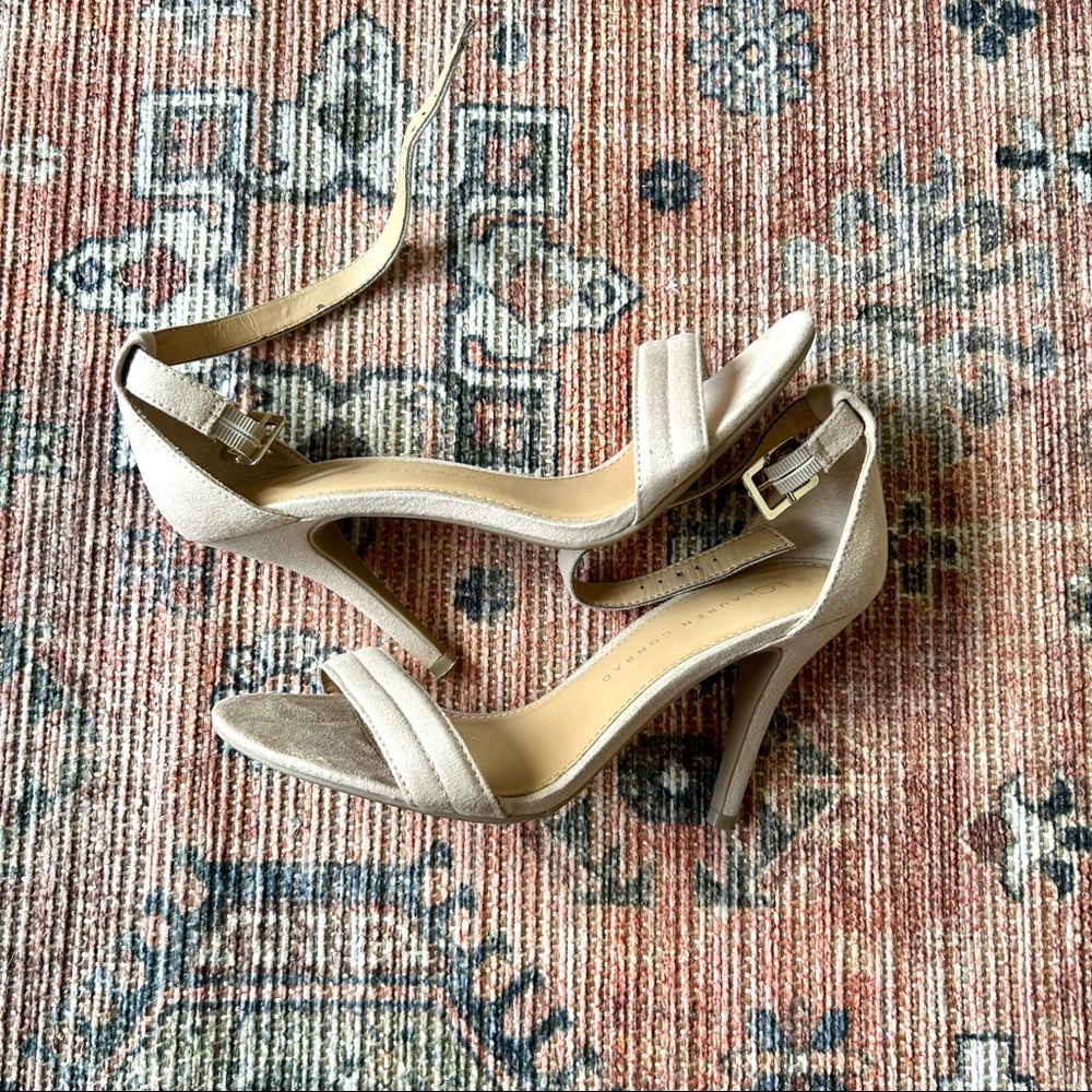 LC Lauren Conrad Nude Ankle Strap Heel Sandals